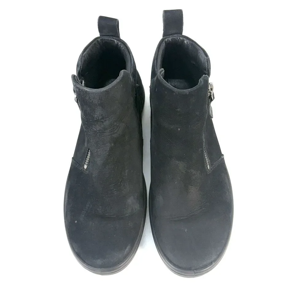 Ecco Soft 7 Black Nubuck Mid Top Side Zip Sneakers Size EU 37 US 6